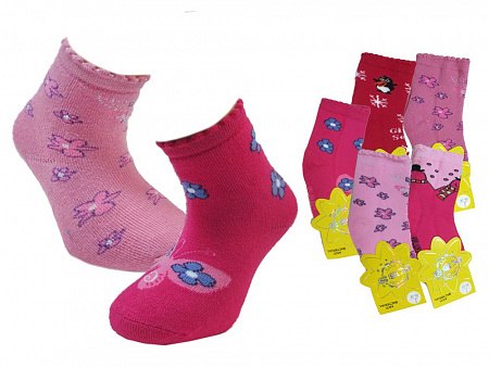 Махровые носки с новогодним принтом для девочки  KBS