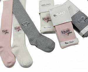 Колготки в рубчик с рисунком для девочки  BELINO